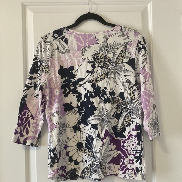 Graphic Purple 3/4 Length Sleeve Tee - Picture 3 of 5